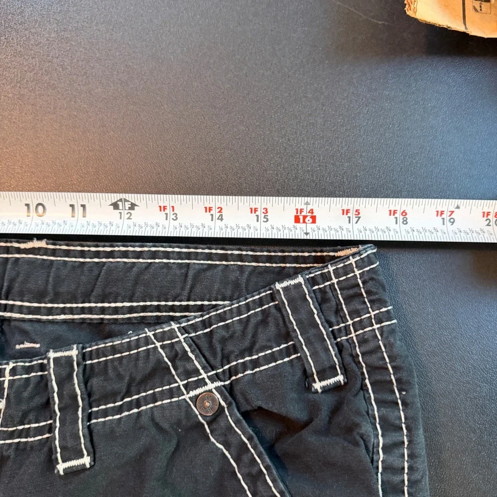 True Religion Cargo Jogger Pants Black Big T Contrast Stitch Size 34